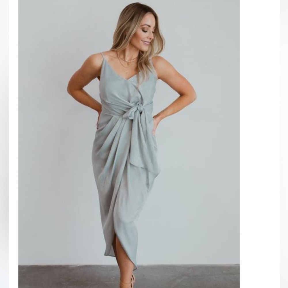 Baltic Born blue Camila sage blue tank front tie dress size M